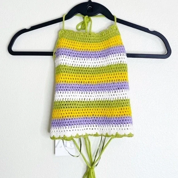 Crochet Knit Halter Top, NWT - Picture 3 of 5
